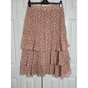 Maurices large women's golden brown floral tiered skirt